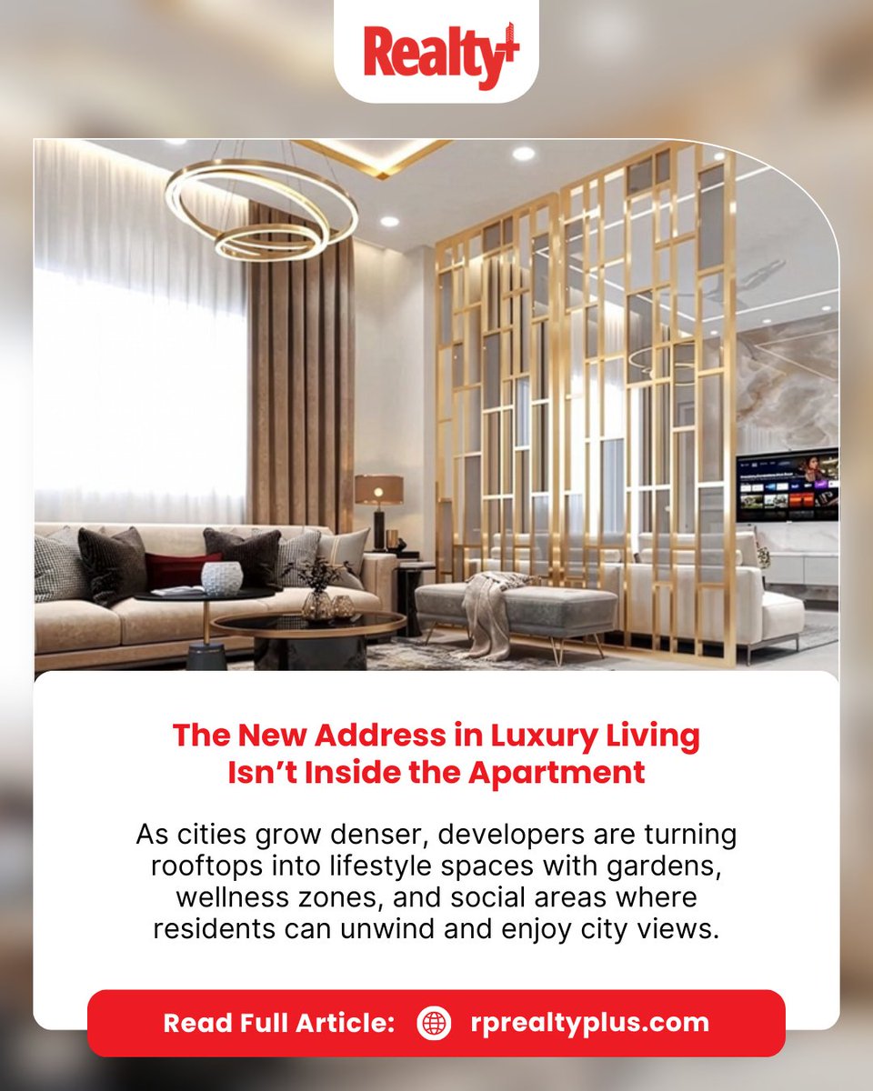 RPRealtyPlus's tweet image. Luxury living is undergoing a quiet transformation the most coveted address today may not be inside the apartment, but in the experiences and spaces that surround it.

Read more:
rprealtyplus.com/news-views/the…

#LuxuryLiving #RealEstateTrends #PremiumHousing #LifestyleAmenities