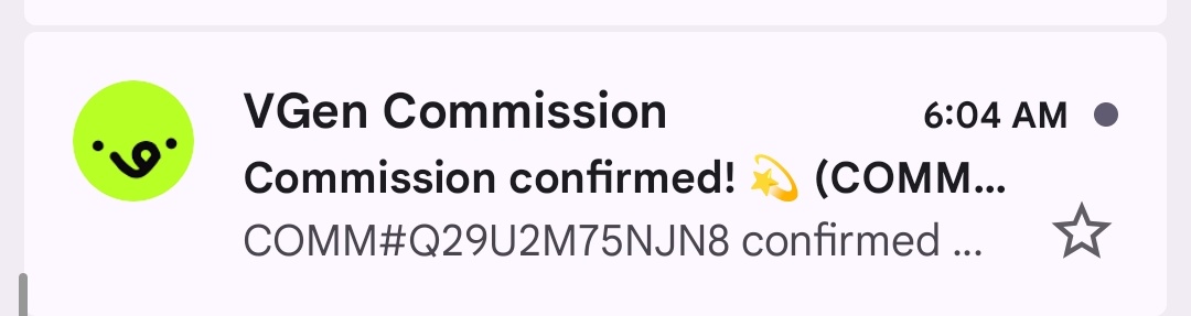 Thank you for starting my day with this email notif 🥹👉🏻👈🏻 

Manifesting everyday for more VGen requests 
#VgenComm  #smallartist #artmoots