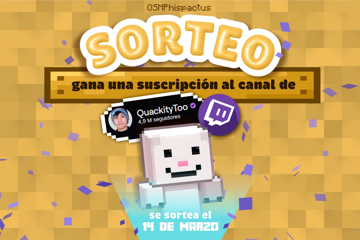 QSMPhispactus's tweet photo. 🎲 | ¿Quieres tener una suscripción al canal de Quackitytoo?
¡QSMPhispactus te da la posibilidad de ganar una para disfrutar el inicio de QSMP2! https://t.co/lRePeoI7Ro