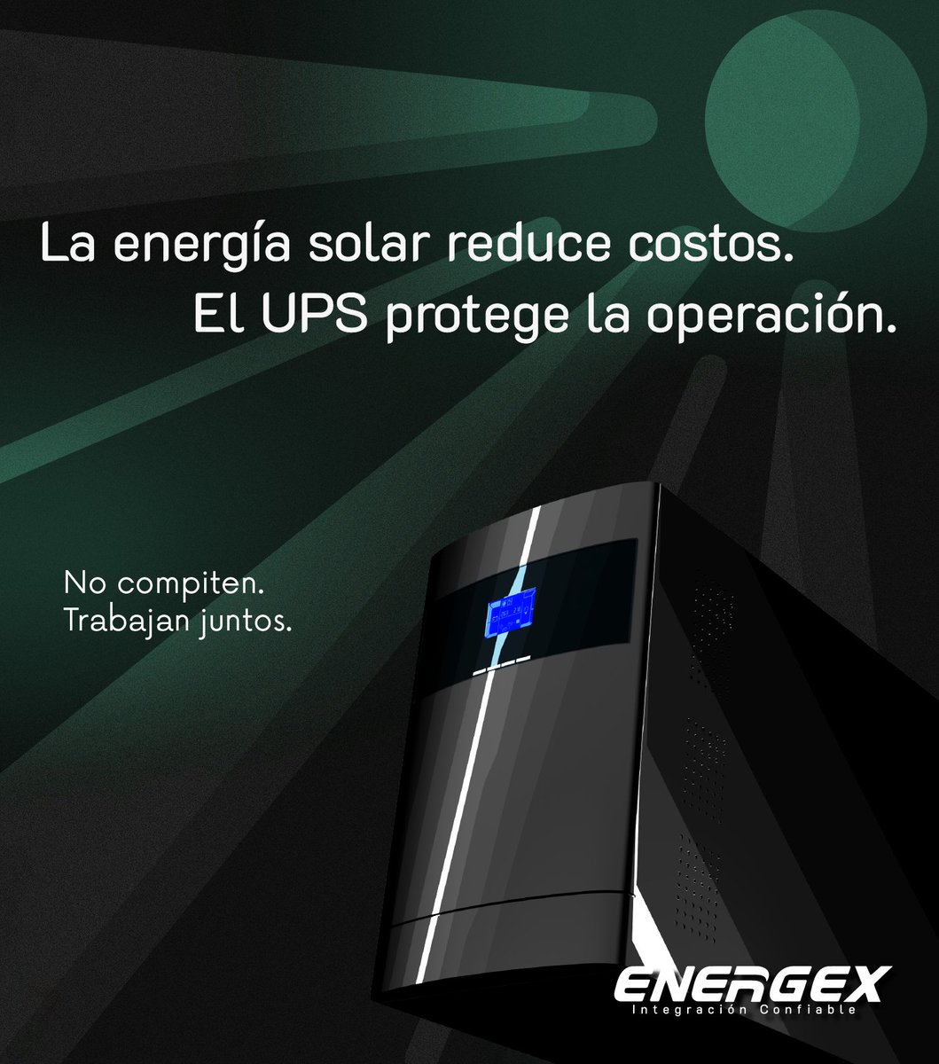 EnergexSA's tweet photo. Solar optimiza energía. UPS protege la operación.
#EnergíaSolar #UPS ⚡☀️ https://t.co/32iAsfXoCl