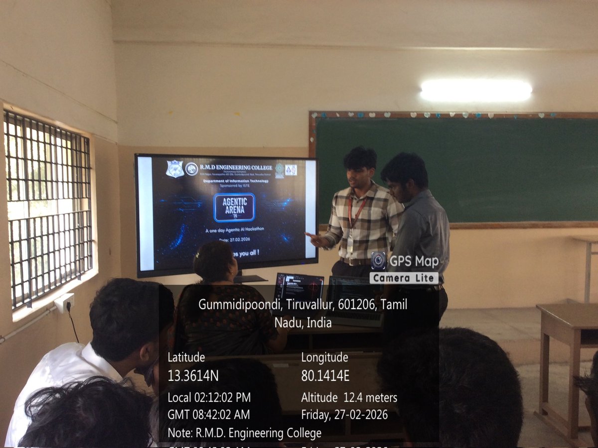rmdecprincipal's tweet image. Glimpse of Hackathon "Agentic Arena" was organised by Department of Information Technology on 27.02.2026

#rmdec #rmdengineeringcollege #rmdit #hackathon #agentic