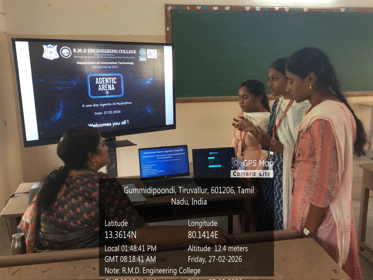 rmdecprincipal's tweet image. Glimpse of Hackathon "Agentic Arena" was organised by Department of Information Technology on 27.02.2026

#rmdec #rmdengineeringcollege #rmdit #hackathon #agentic