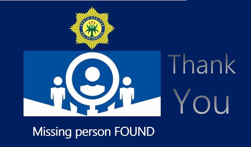 SAPoliceService's tweet image. #sapsFS [MISSING PERSON FOUND] The 28-year-old male, Sbusiso Manyana, who was reported #missing by his father-in-law, Daniel Matras, has been found without any injuries. He has been reunited with his family in Van der Kloof, where he stays.

#communitypolicing SG