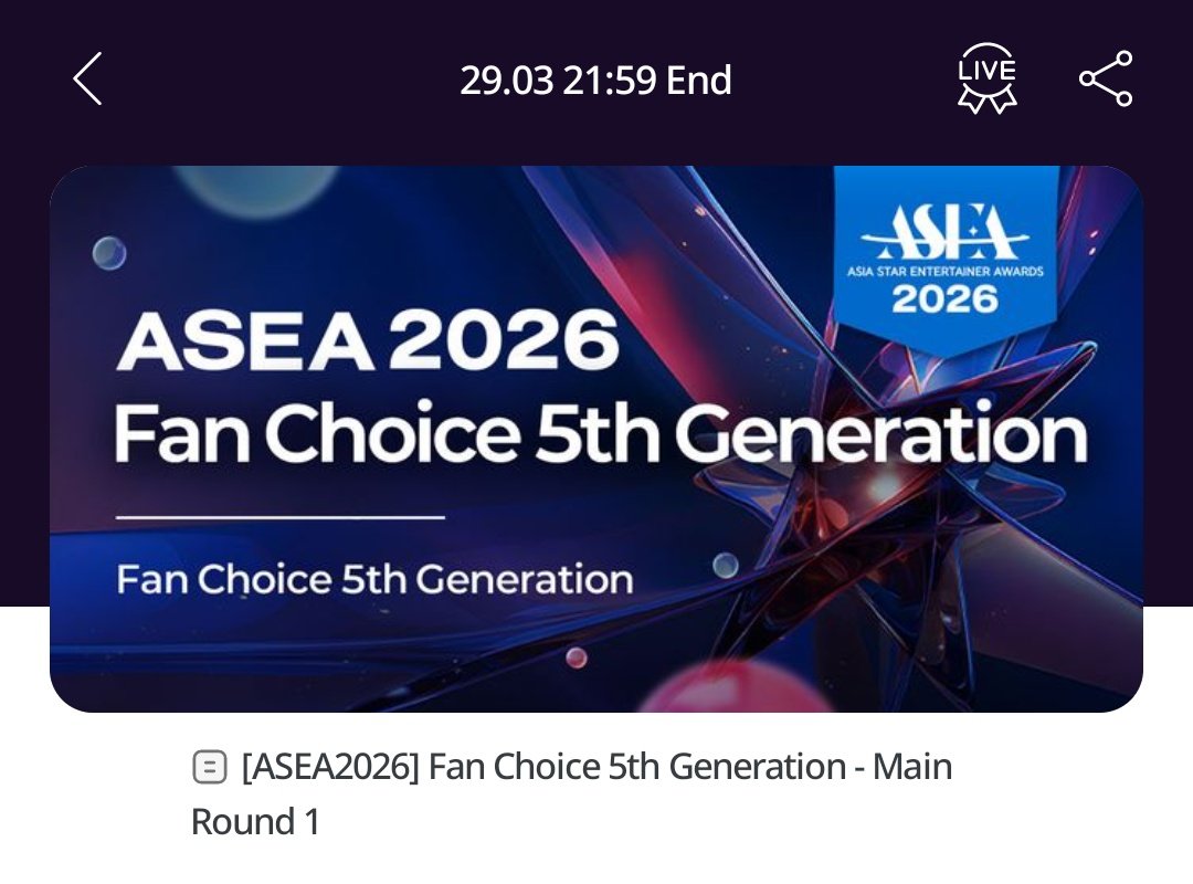 OnepactVoteth's tweet photo. 📢 วอนแพคมีชื่อเข้าชิง ASEA2026 ค่ะ

🗳 Best Group/📌5th Generation 

Round 1 : 12/3 11.00KST - 29/3 23.59KST
Round 2 : 2/4 11.00KST - 19/4 23.59KST
Final Round : 23/4 11.00KST - 10/5 23.59KST

📌🗳 5th Generation Final Round: 29/4 11.00KST - 17/5 23.59KST
 
โหวตได้ที่แอพ MY1PICK,PODOAL และ MUBEAT ค่ะ

#VOTEforONEPACT 
#ONEPACT #원팩트 #ASEA #ASEA2026
#AsiaStarEntertainerAwards
