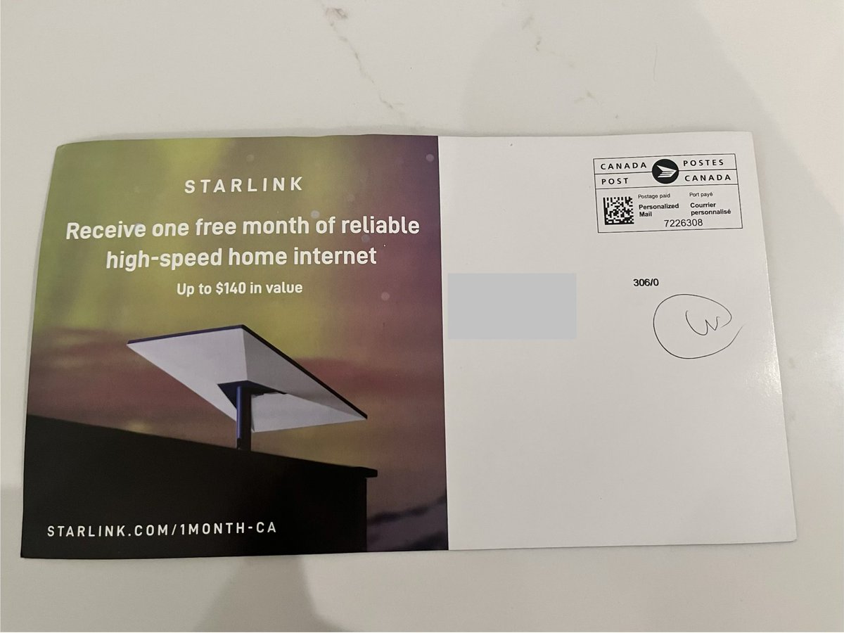 📰: @Starlink is now mailing out flyers offering 1 free month of service ...