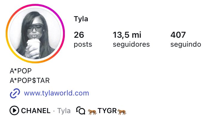 TylaBrasil's tweet photo. NOVA ERA! Tyla finalmente atualizou a bio do seu Instagram para “A*POP” e “A*POP$TAR.” 👀✨ https://t.co/lJrM8I8YnK