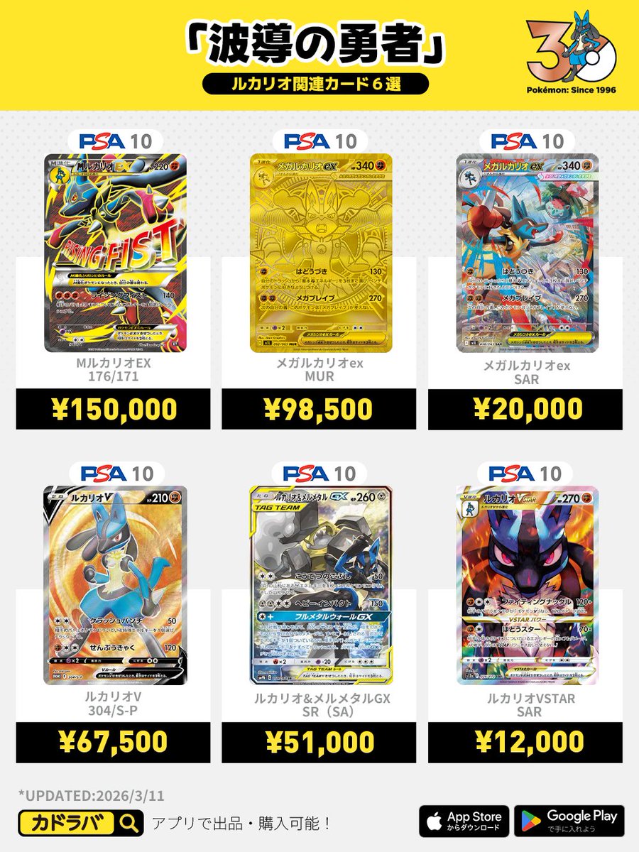 🥊ルカリオ関連カード価格まとめ🥊 メガルカリオZ、SARやMUR、出ると