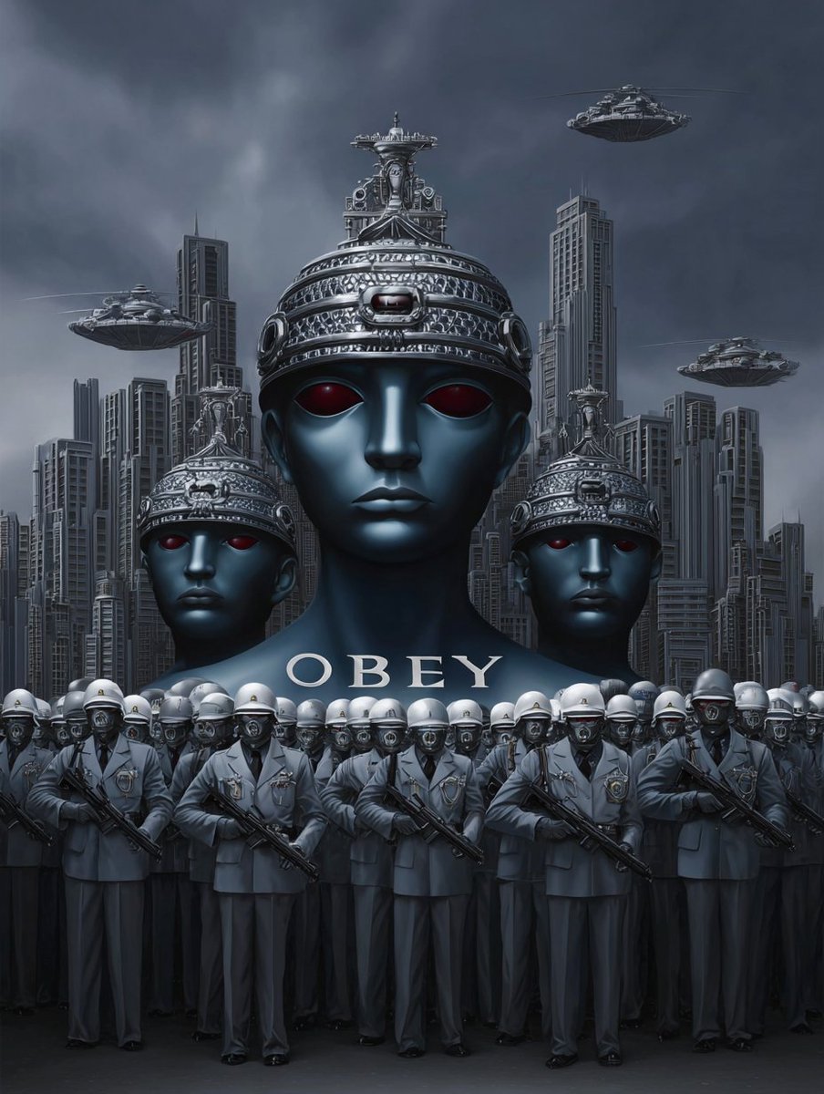 blombergphoto's tweet image. Dystopian AI overlord propaganda drops. Who controls the future? 👁️‍🗨️ OBEY the machine or question it? Mind-bending cyberpunk horror trio 🔥
#AIArt #Cyberpunk #Dystopia #Obey #Midjourney #ArtificialIntelligence #SciFiArt