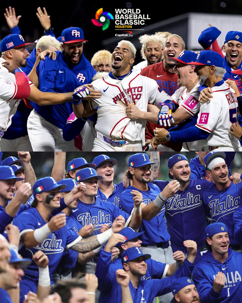 WBCBaseball's tweet photo. Quarterfinal 3: 🇵🇷🇮🇹
Team Puerto Rico vs. Team Italy

March 14, 3 p.m. ET
Daikin Park in Houston, TX
FS1 https://t.co/bxO3NCWgpT