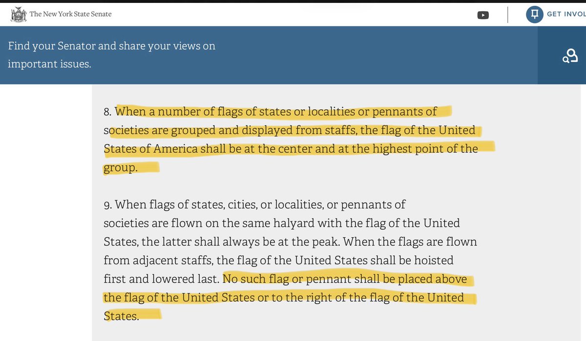 <a href="/jackunheard/">Jack</a> I’m sorry, are those flags touching the ground? And is the NY flag being displayed on par with the US flag? I know that no one pays attention to this kind of stuff anymore, but this ignorance of state law by a governor’s office makes me irrationally angry. 

NY Executive Law