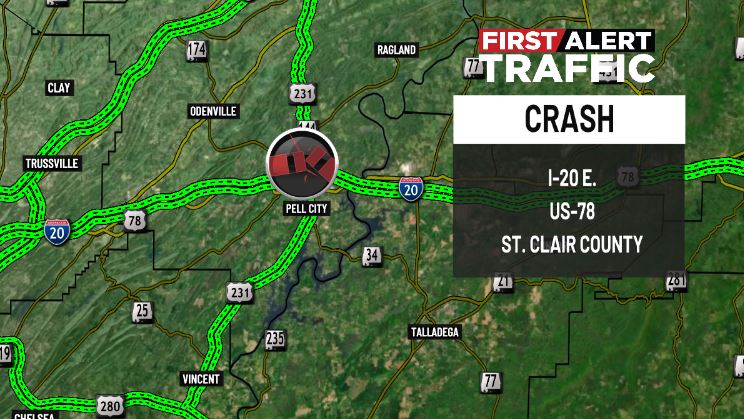 DestinyM_TV's tweet photo. First Alert:
There is a crash on I-20 E. at US-78 in #StClairCounty. @WBRCnews @WBRCtraffic #wbrctraffic https://t.co/qT1hCIwh5v