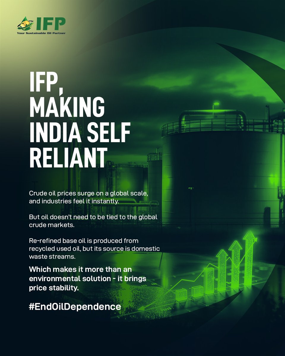 ifppetro's tweet photo. India has the talent.
India has the industry.
India has the scale.
So why should we remain dependent on importing oil when valuable resources already exist within our own system?
At IFP Petro, we have believed in this vision since 1977
#EndOilDependence #CircularEconomy https://t.co/Rkl5Bo1mPb