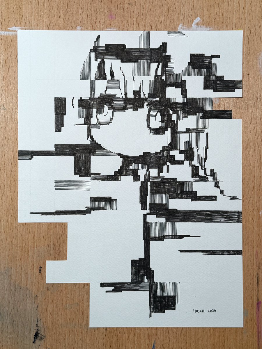 a_m_mococo's tweet image. 白色の形を意識しながら即興で描き進めていくの、失敗できなくてなかなかに緊張感ある…