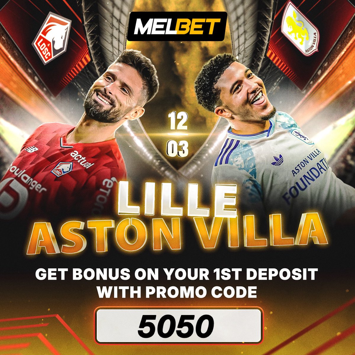 1BettingHouse's tweet photo. LILLE - ASTON VILLA

💰İlk yatırımını yap, %300 bonus kap +250 bedava spin hediye!m

🔥PROMO KODU 👉5050 →Hemen kaydol, büyük vuruşu yap

#MelBet Giriş: https://t.co/C4iRMVA3Lc

#Arda Güler #elsed Ligden Jorge Jesus bets10 Tertemiz #casino #slot elifnuryel #LOSCAVL #UEL #RMAvMCI https://t.co/UDbSXvb22W