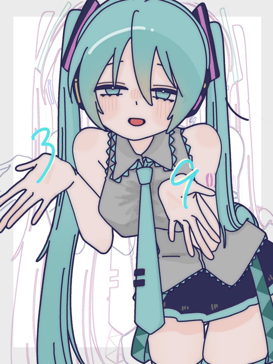初音ミク ,重音テト 「#見つけてくれてありがとう祭開幕 投稿頻度少ないのに見つけてくれた人にはほまに感」|エリンギ怪獣🦖固定のイラスト