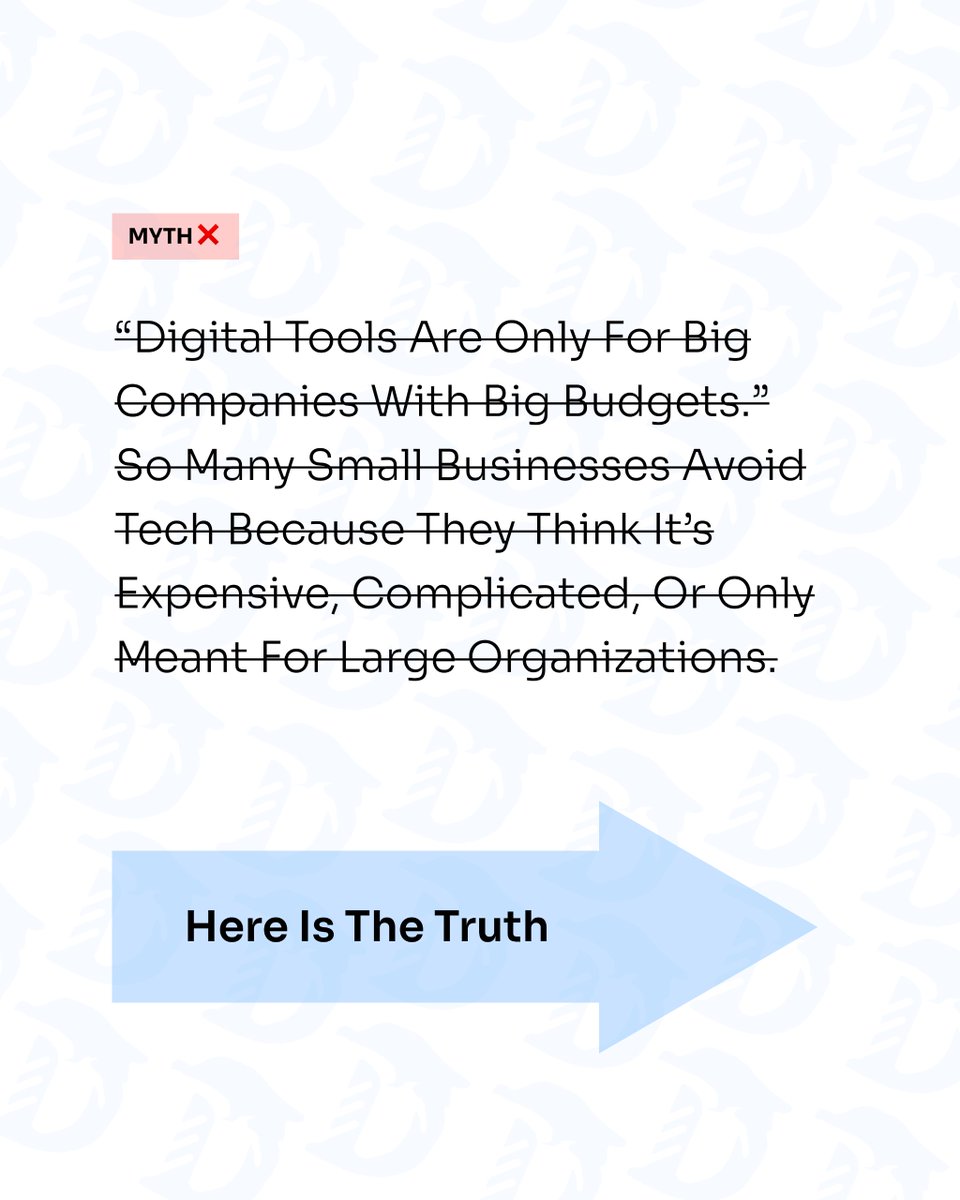 dolphlabs's tweet photo. On today’s episode of Tech Myth Debunk 👇

“Tech solutions are only for big companies.”

True or false?

#TechMyths #BusinessTechnology #DigitalTransformation #TechForBusiness #DolphTech #SmartSystems https://t.co/QBt7v8gj1H