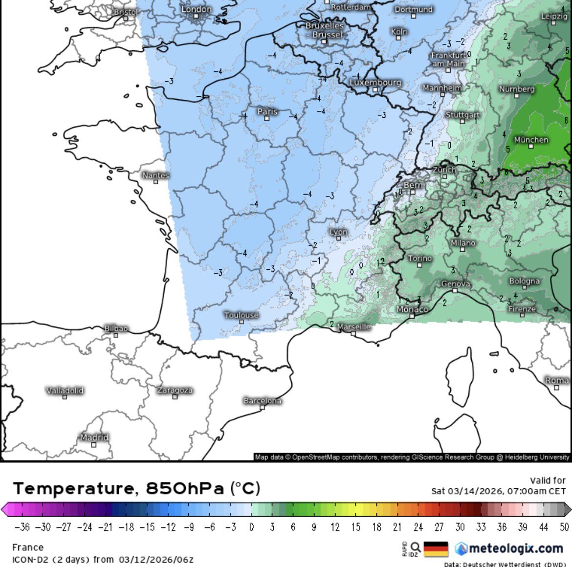 VigipreventionM's tweet photo. 🌧️/🌨️ -> La prévision pour demain se précise. La #neige ne devrait globalement pas tenir en basse altitude!
Seules certaines vallées #alpines pourraient temporairement être recouvertes de #neige à relativement basse altitude, en raison de #précipitations localement plus intenses, notamment au #sud de la vallée du #Rhône se décalent en direction des Alpes. Cette intensification est liée à la formation d’un front secondaire à l’arrière du front froid, positionné toutefois plus au sud que prévu initialement. Dans les autres régions, les conditions ne semblent pas réunies pour observer de la neige à basse altitude. Le front froid apparaît peu actif, apportant principalement des pluies modérées.
⚠️❄️-> Sur les Alpes, la limite pluie-neige pourrait temporairement s’abaisser vers 400/500M en fin de front. Un point plus détaillé sera réalisé dans les prochaines heures, mais aucun épisode #neigeux notable n’est attendu en basse altitude.
-> Fortes chutes de neige sur les Alpes du Sud au-dessus de 1000 m, avec 30 à 40 cm possibles.
-> Giboulées de mars en fin de perturbation, principalement entre le Nord-Est et le Morvan.