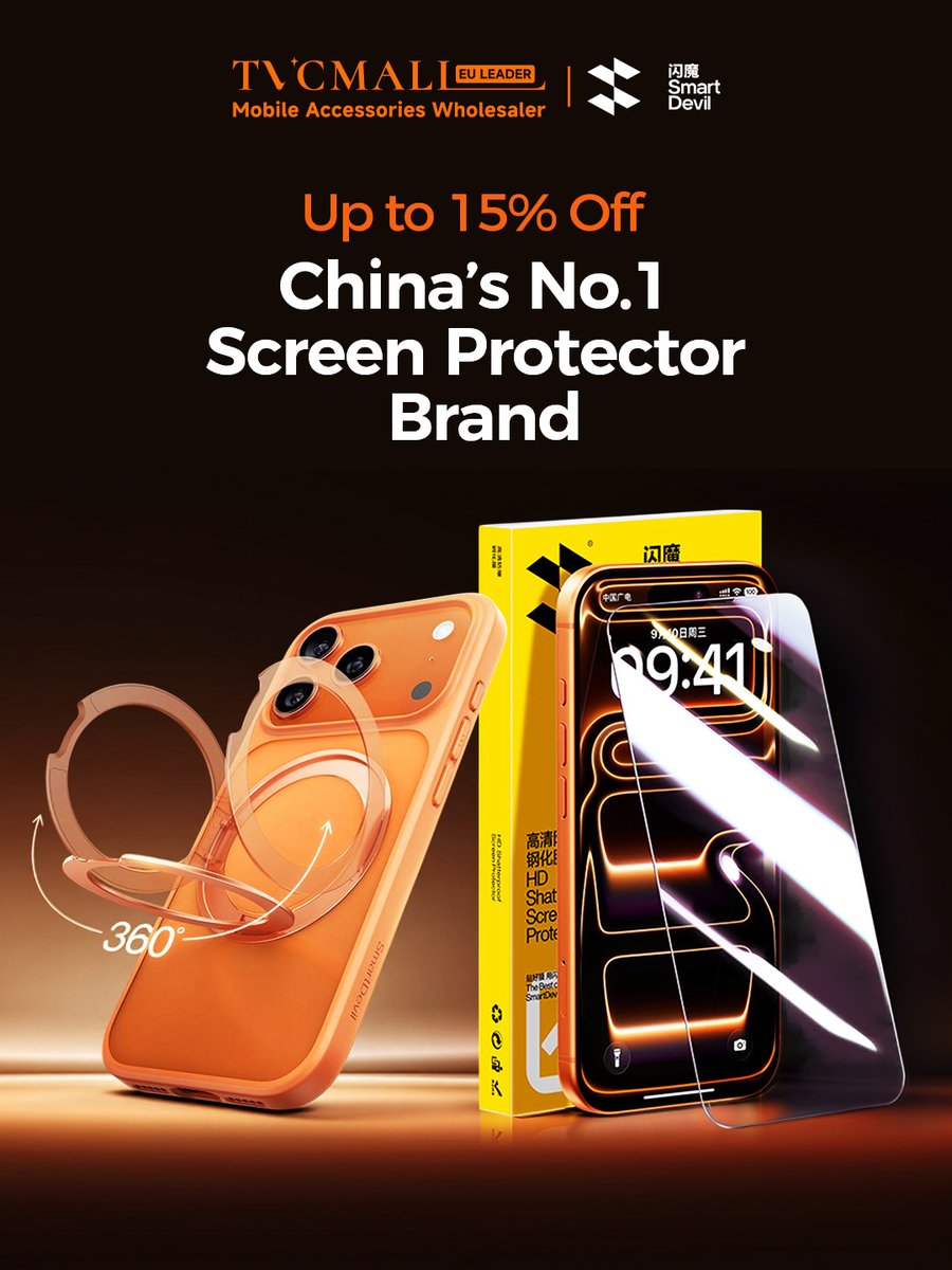 tvcmall_com's tweet image. SmartDevil — China’s No.1 Screen Protector Brand is now on TVCMALL.

Top seller on China’s largest e-commerce platforms for 4 consecutive years.

🎉 Launch offer: Up to 15% OFF on iPhone 12–17 cases &amp;amp; tempered glass.

🛒 ow.ly/Fc4150YsIWo

#SmartDevil #ScreenProtector