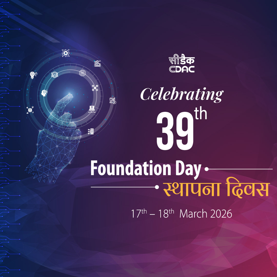 cdacindia's tweet photo. 🎊39 Years of Empowering India Through Advanced Computing and Innovation 🖥️ From #Supercomputing to #AI to microprocessor development, @cdacindia  has been at the forefront of India’s tech journey.
 
Cheers to innovation, collaboration & a future full of possibilities! 

#DigitalIndia #Innovation #TechnologyForNation