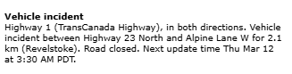 EmconSelkirk's tweet photo. TCH East of Revelstoke CLOSED at Meadows in the Sky in both directions https://t.co/lGuaFphrdo