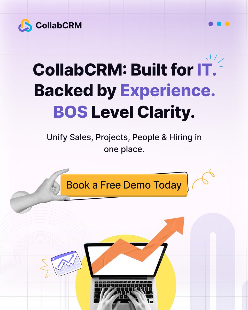CollabCRM's tweet image. If you're running an IT company, quick Q:

How many tools needed to see your sales pipeline, team capacity, and project health in one place?

For most firms, the answer is too many.

#CollabCRM was built to fix that.

collabcrm.com

#ITOperations #BusinessSystems #SaaS