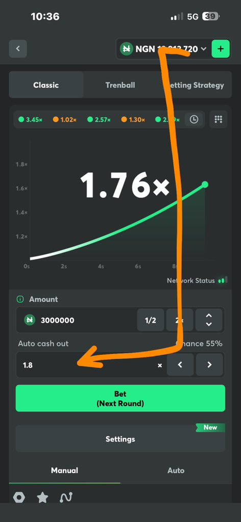 Talentedvirtual's tweet photo. The trending chart looks pretty good at this moment

Strategy wise: x1.80 auto cashout 

Time frame:      Tilll        2:00PM 
Register and play via link: https://t.co/UhW4maVnaq

Check my pinned video here to navigate and cashout https://t.co/ATnVG8CH6Z
