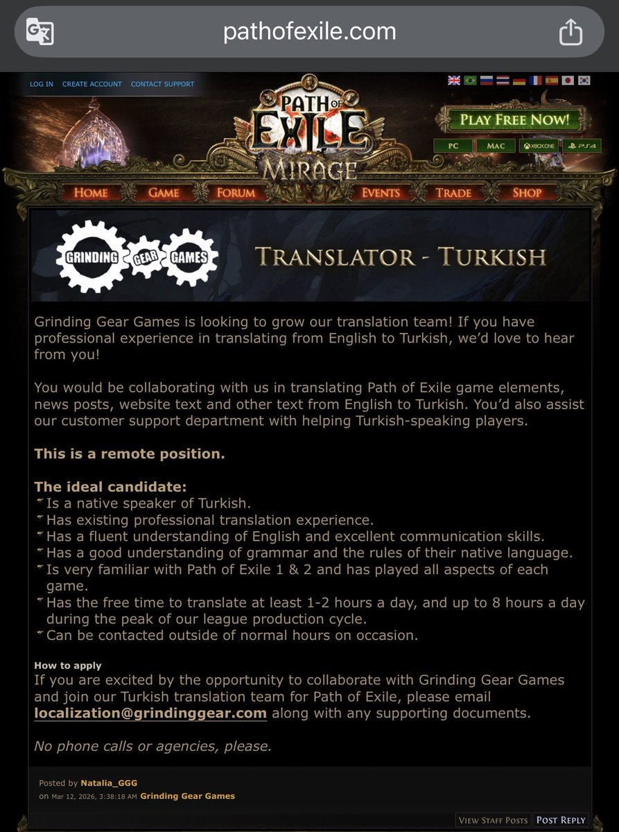 MstafaKadir's tweet photo. Path of Exile 2 resmen Türkçe oluyor! Emeği olan herkesin ellerine sağlık! 🇹🇷✌🏻 https://t.co/SsFPAmTgrZ