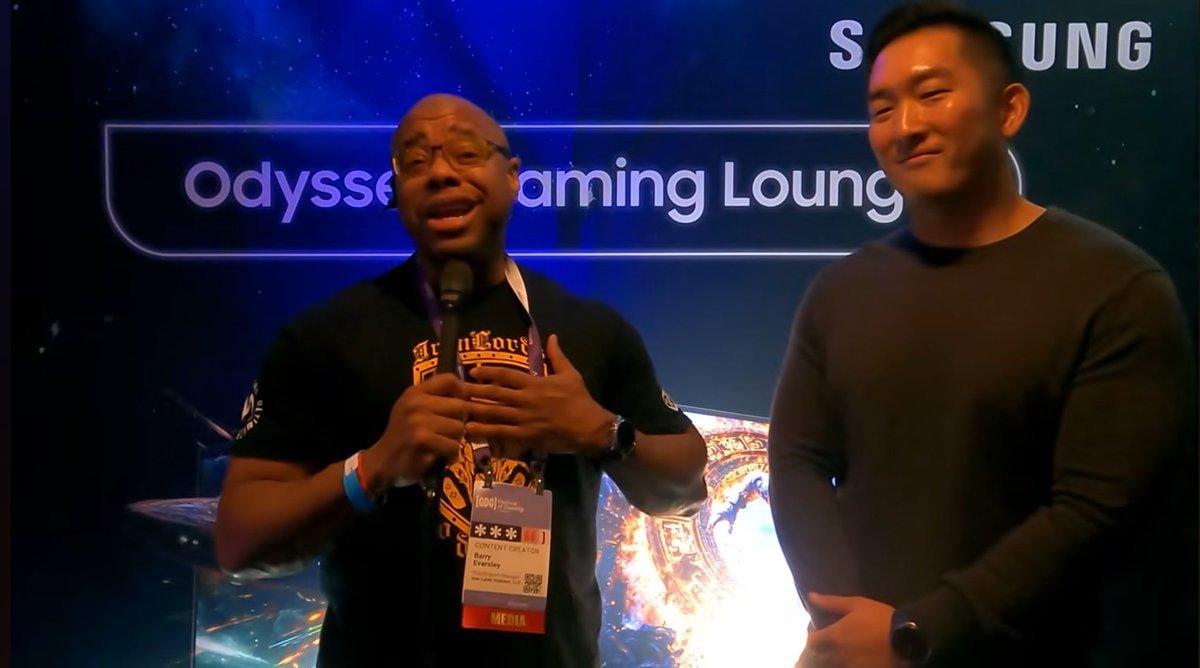 LordCognito's tweet photo. At GDC, I got a chance to interview @SamsungUS head of Monitors to discuss their extremely impressive Odyssey Gaming product line! 3D, HDR10+, 6K & More! #LOGNET๐ป #ILP๐ https://t.co/Xmd2LsIegp https://t.co/KzXTKq8TWY