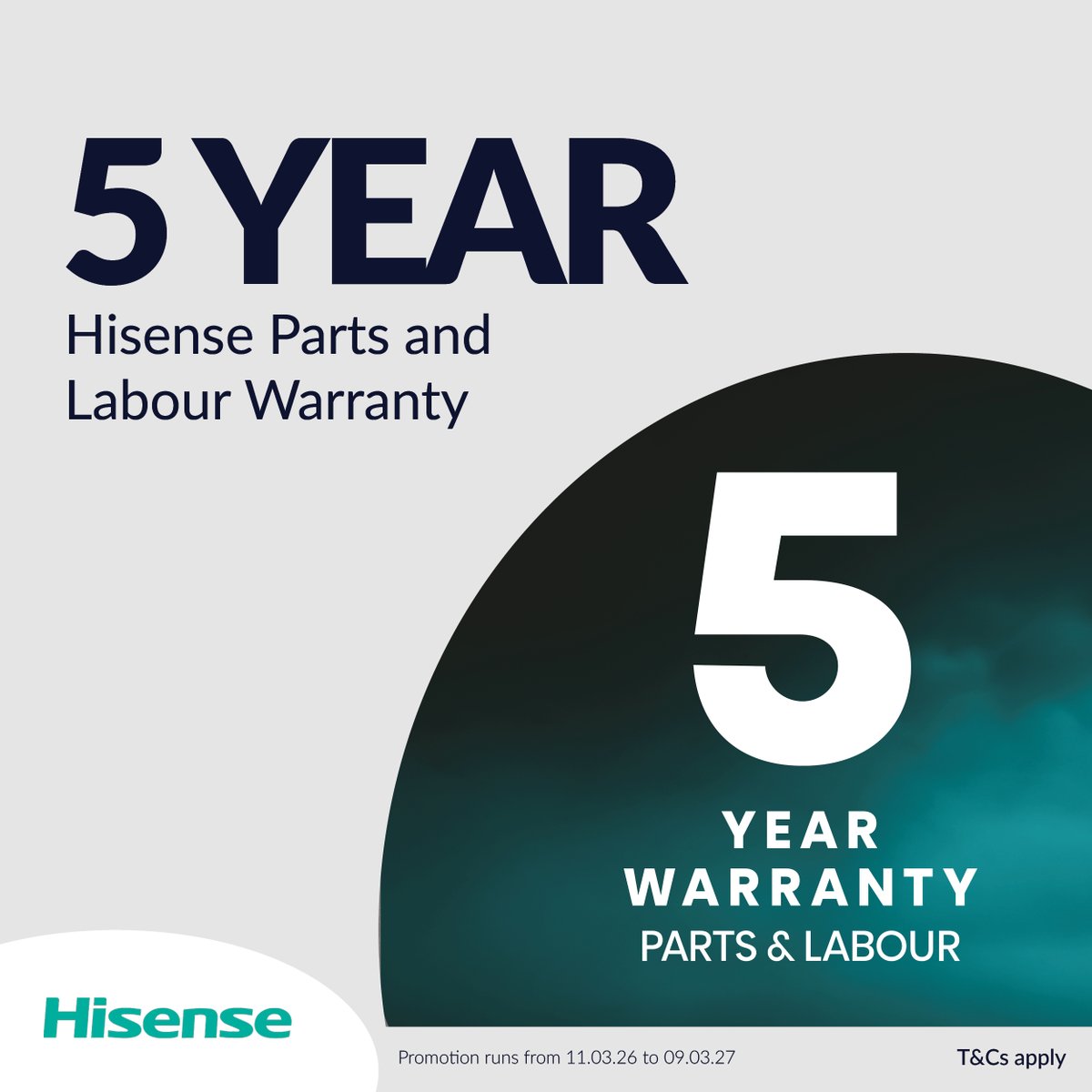 Gillmansuk's tweet photo. Claim a free 5 year parts and labour warranty on selected Hisense appliances 

Shop now- https://t.co/mM9SVFSdUN

Or visit our Hisense centre at the Gillmans Appliance Specialists Gloucester superstore.

Offer ends- 09.03.2027. Selected models only. https://t.co/fj46Gvm5vk
