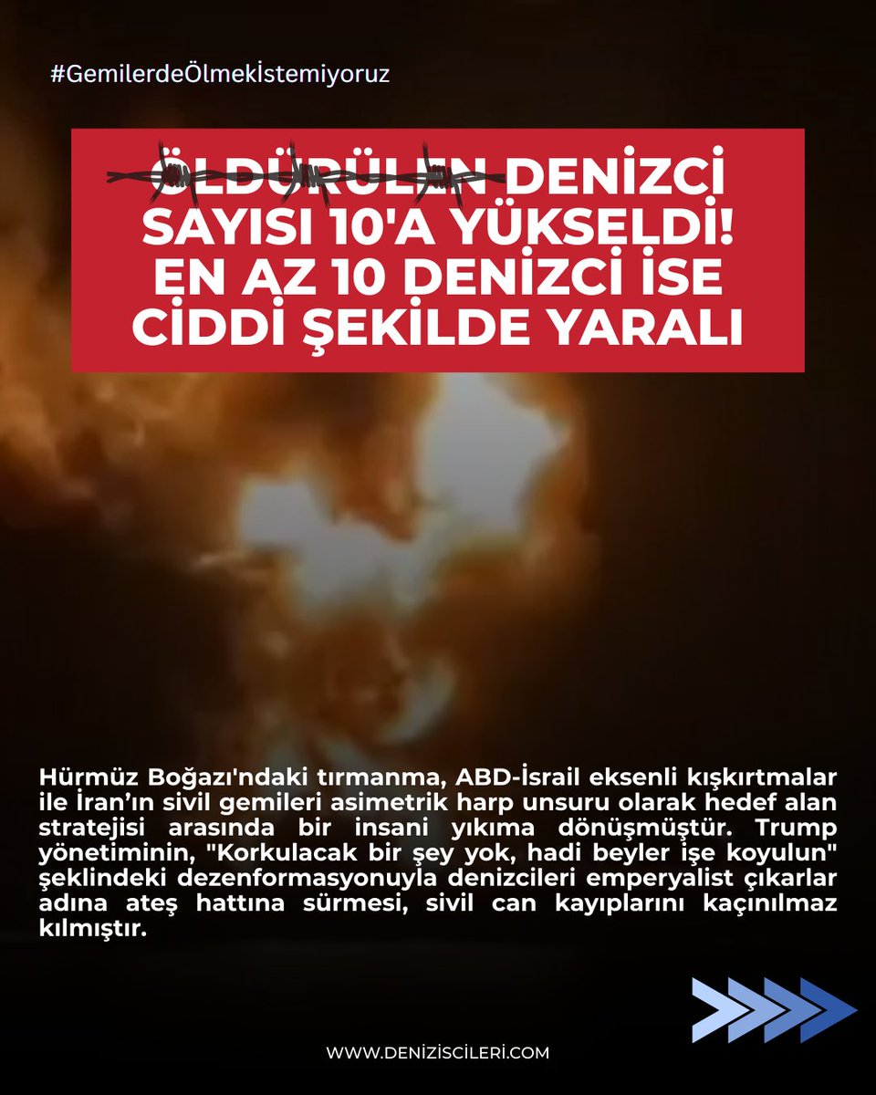 Deniziscileri's tweet photo. Hürmüz'de denizciler katledilmeye devam ediyor!

#GemilerdeÖlmekİstemiyoruz https://t.co/jPevrgrPDR