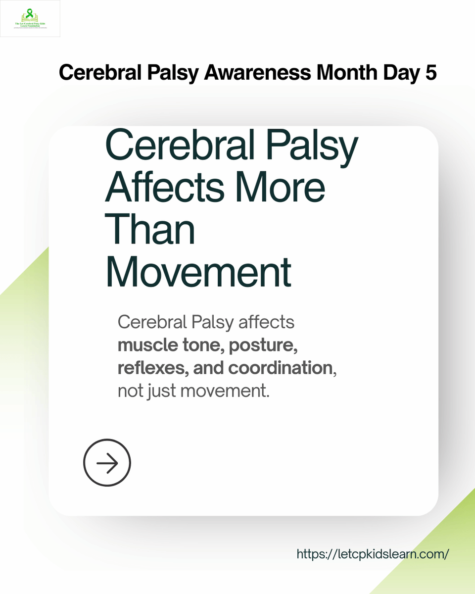 Letcpkidslearn's tweet photo. #CerebralPalsyAwarenessMonth 
#Day5

Cerebral Palsy is not just about walking. It affects posture, muscle tone, coordination, and sometimes speech and learning. This is why inclusive education must consider the whole child not just mobility.

 Register: https://t.co/PzQ87DGGPp https://t.co/h1DqktXAkB