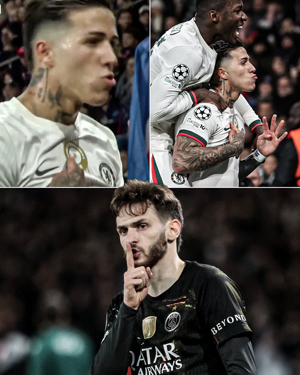 Enzo Fernández pointed to the gold Club World Cup badge after scoring Chelsea’s equaliser against PSG.
 
PSG then scored three goals after that moment 😬