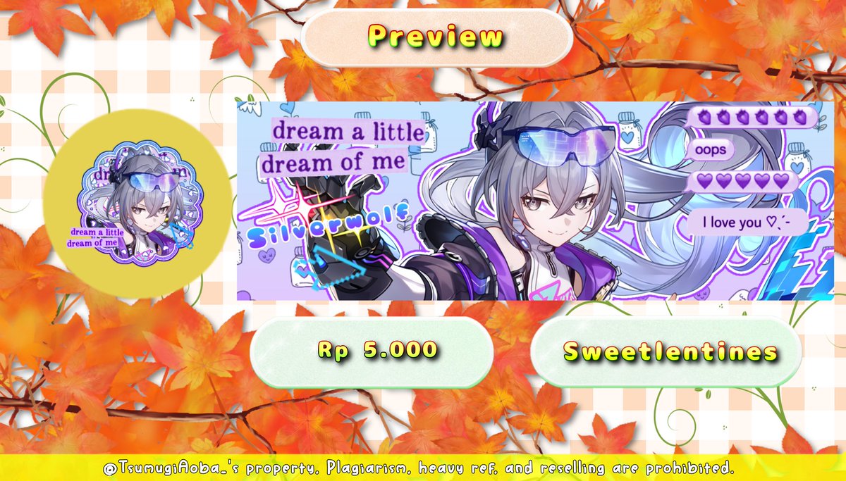 【 HELP RT? TYSM! 】

Selamat sore semua~! Hari ini aku bawa new mini RS nih 💖 Ada Linnea, March 7th, Evanescia, sama Silverwolf level 999 yaa 😋🍀 5K/each saja, bisa langsung di take sekarang by DM 🤩 Payment avail QRIS yaa ❤️‍🔥Happy jajank! 

#zonauang #zonajajan