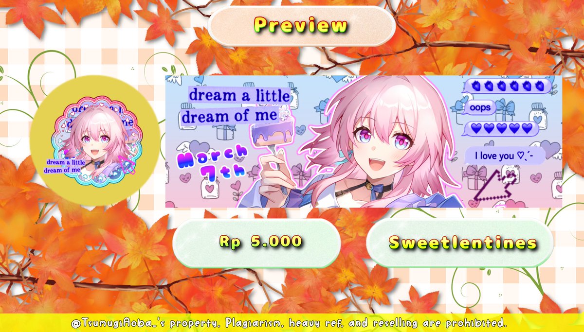 TsumugiAoba_'s tweet photo. 【 HELP RT? TYSM! 】

Selamat sore semua~! Hari ini aku bawa new mini RS nih 💖 Ada Linnea, March 7th, Evanescia, sama Silverwolf level 999 yaa 😋🍀 5K/each saja, bisa langsung di take sekarang by DM 🤩 Payment avail QRIS yaa ❤️‍🔥Happy jajank! 

#zonauang #zonajajan https://t.co/tSRcEryvJS