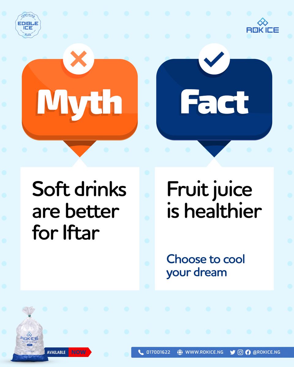 rokIceng's tweet photo. MYTH: Soft drinks are better than juice

FACT: Soft drinks often contain high amounts of sugar and little to no nutritional value. 

natural juices can provide antioxidants, vitamins, and hydration.popular choice” isn’t always the healthiest one. 🍃🥤

#HealthMyth #MythVsFact https://t.co/O0Wmme7Wpd