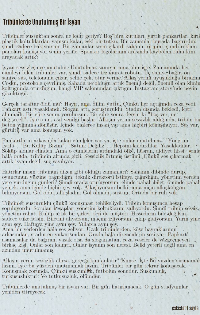 Sioux_Kabilesi's tweet photo. Tribünlerde unutulmuş bir isyan. https://t.co/hnjjPcbO0y