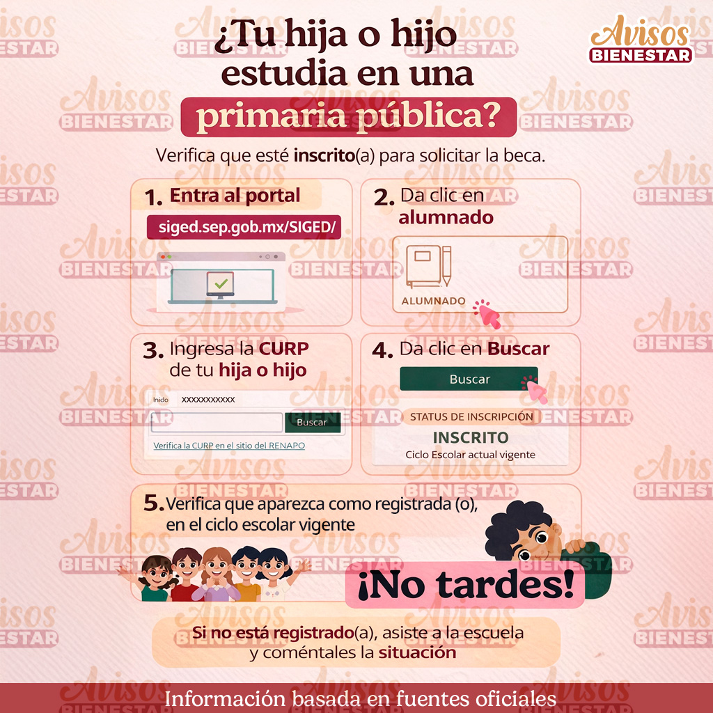 avisosbienestar's tweet image. 📌 Primaria pública: antes de solicitar beca, revisa en SIGED si aparece INSCRITO.
 siged.sep.gob.mx/SIGED/
⚠️ No compartas CURP en redes.
#SIGED #SEP