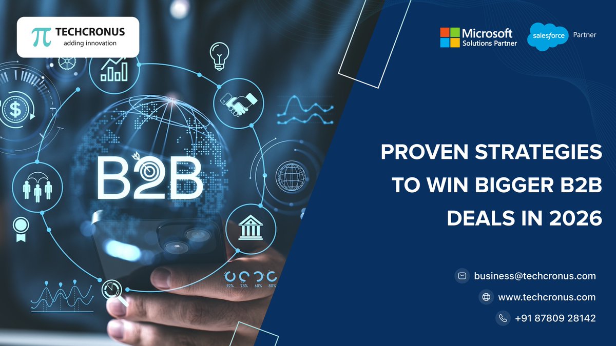 B2B sales in 2026 need more than cold calls. CRM, automation, and data-driven insights are the key to predictable revenue.

Learn more: techcronus.com/.../how-to-get…

Connect with Techcronus Business Solutions: techcronus.com/contact-us

#B2BSales #CRM #MarketingAutomation #Techcronus