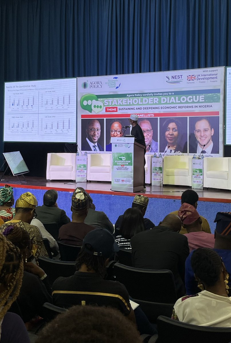 AgoraPolicy's tweet photo. Dr. Mohammed Shuaibu (@mi_shuaibu) delivering the highlights of the study on the Impact of Economic Reforms.
Join the conversation online here: https://t.co/PlAiHOQA7u
#ReformDialogue
#NESTNigeria
#NESTProgramming https://t.co/5QQfTYaL6B