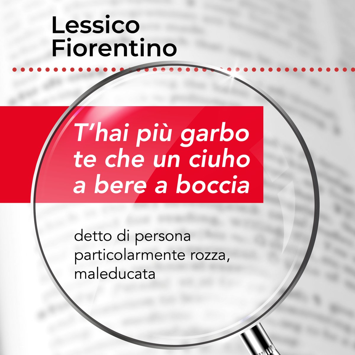 #LessicoFiorentino
Con questa rubrica vogliamo riscoprire il nostro vernacolo fiorentino, quei termini tipici del nostro parlare che usiamo sempre meno o quelli ormai caduti in disuso, per preservarne il significato e tramandarne il ricordo.
#Vernacolo #Fiorentino #LinguaToscana