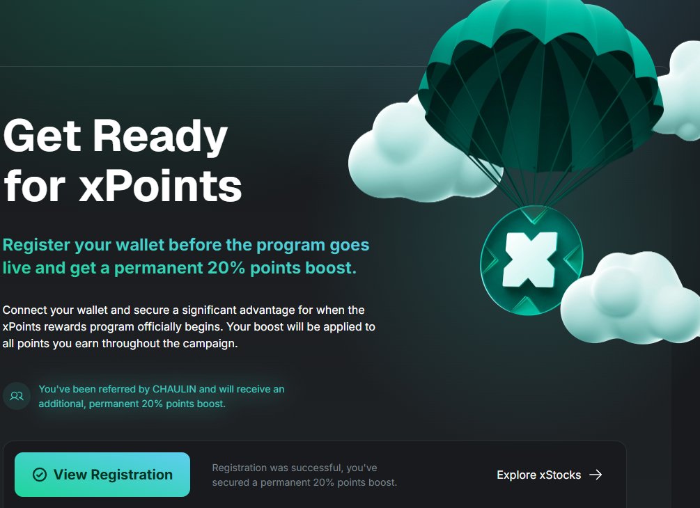 cezararaujo12's tweet photo. I've just registered for the xPoints rewards program and unlocked a permanent 20% points boost on @xStocksFi !
Join me
https://t.co/jiFPLfyFv4
#referral #invitecode #xstocks #xstocksfi #getearly https://t.co/Z8DAla6BMN