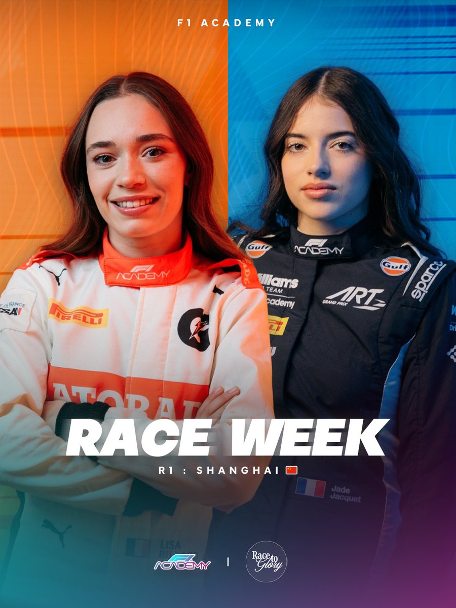 RacetoGlory_FR's tweet photo. F1 ACADEMY 🇨🇳 1/6 | PLANNING
La saison 2026 de F1 Academy commence ce week-end à Shanghai 🇨🇳.
Il faudra être (très) matinal pour suivre les féminines.
Côté français 🇫🇷, on retrouve Lisa Billard et Jade Jacquet, toutes deux pensionnaires de F4 France l'année dernière.
#F1A https://t.co/2F0cxMRIHI