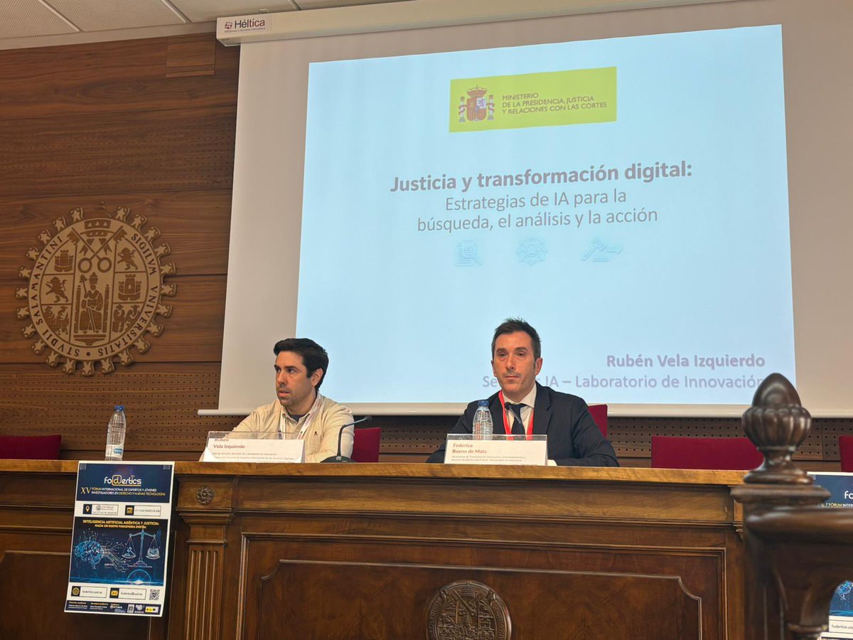 foderticsusal's tweet photo. Rubén Vela, Jefe de los Servicios de IA de la Secretaría de Estado de Justicia, aborda el tema de justicia y transformación digital: estrategias de IA para la búsqueda, el análisis y la acción. https://t.co/lP2Gd4Ohh3