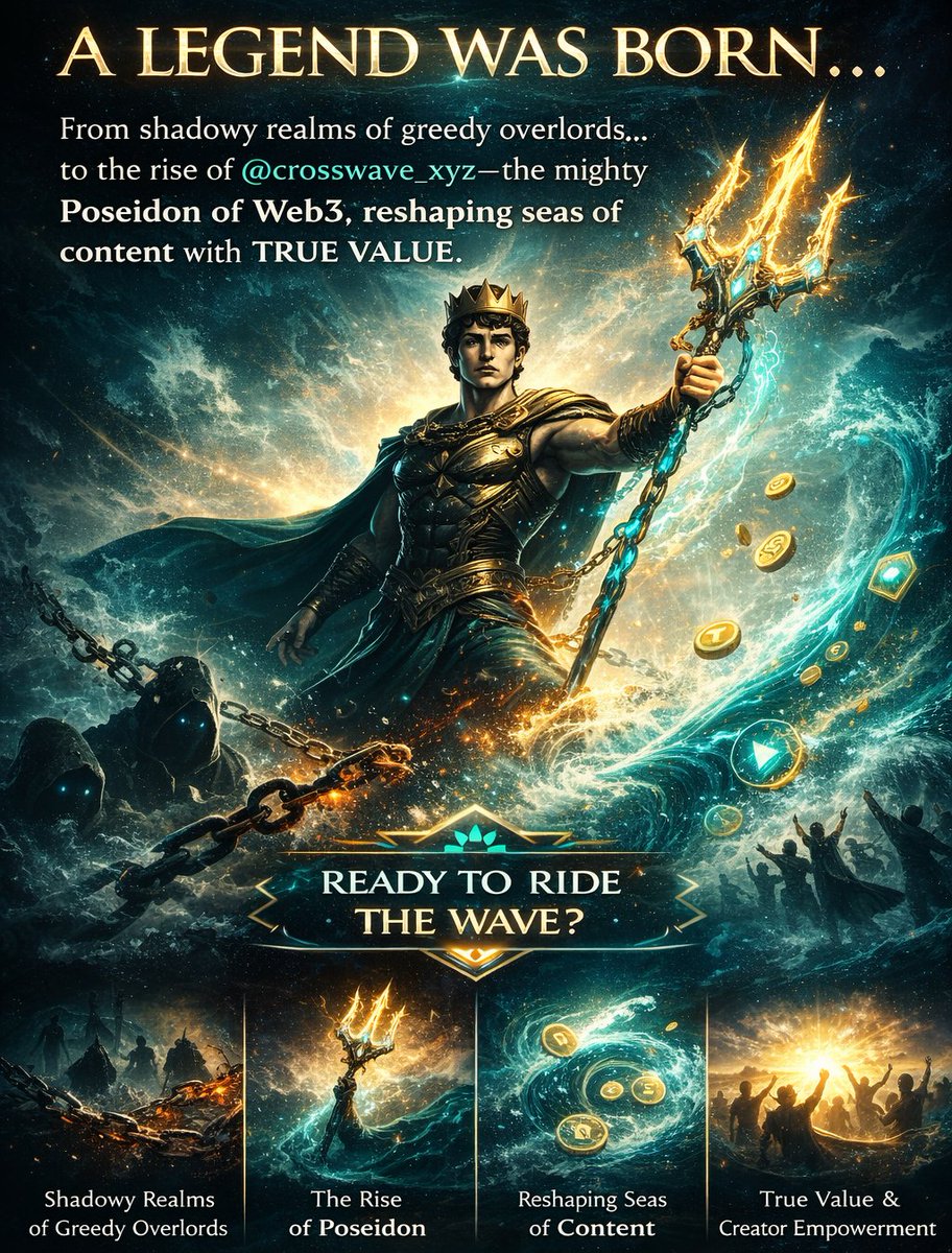 FavourTechio's tweet image. 𝗔 𝗹𝗲𝗴𝗲𝗻𝗱 𝘄𝗮𝘀 𝗯𝗼𝗿𝗻 𝗶𝗻 𝘁𝗵𝗲 𝘀𝗵𝗮𝗱𝗼𝘄𝘆 𝗿𝗲𝗮𝗹𝗺𝘀 𝗼𝗳 𝗱𝗶𝗴𝗶𝘁𝗮𝗹 𝗰𝗿𝗲𝗮𝘁𝗶𝗼𝗻, 𝘄𝗵𝗲𝗿𝗲 𝗰𝗿𝗲𝗮𝘁𝗼𝗿𝘀 𝘄𝗼𝗿𝗸𝗲𝗱 𝗳𝗼𝗿 𝗴𝗿𝗲𝗲𝗱𝘆 𝗼𝘃𝗲𝗿𝗹𝗼𝗿𝗱𝘀... 

I am introducing @crosswave_xyz, the mighty Poseidon of Web3, reshaping seas of