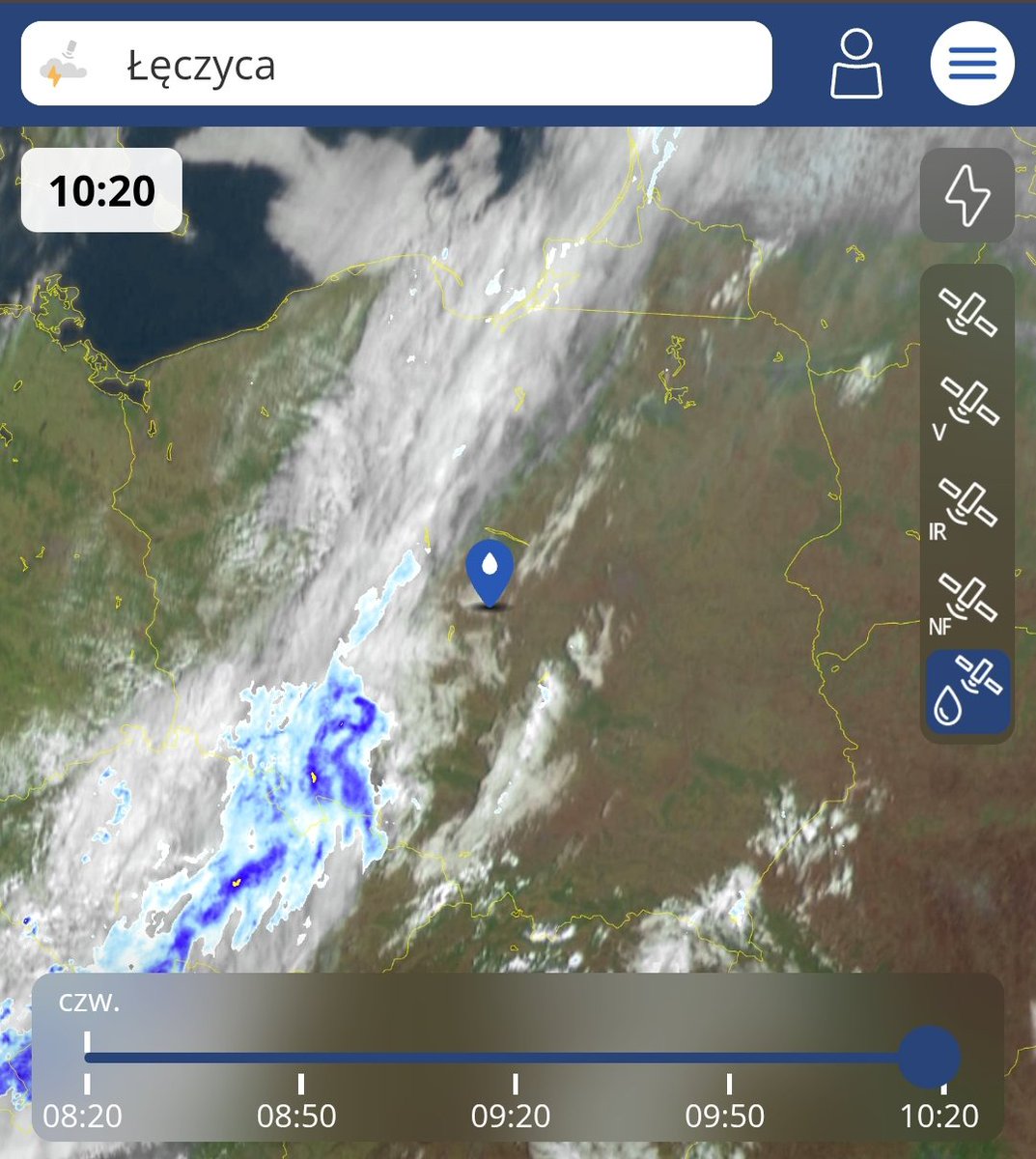 Za nami ciepła noc z temp min rzędu 4- 5°C. Przed nami dzień z wzrastającym zachmurzeniem związanym z frontem, któremu popołudniu mogą towarzyszyć przelotny, słaby deszcz. Choć może się zdarzyć iż bd tylko zachmurzenie. Napływa ciepłe powietrze, więc temp max wyniesie 12- 14°C!