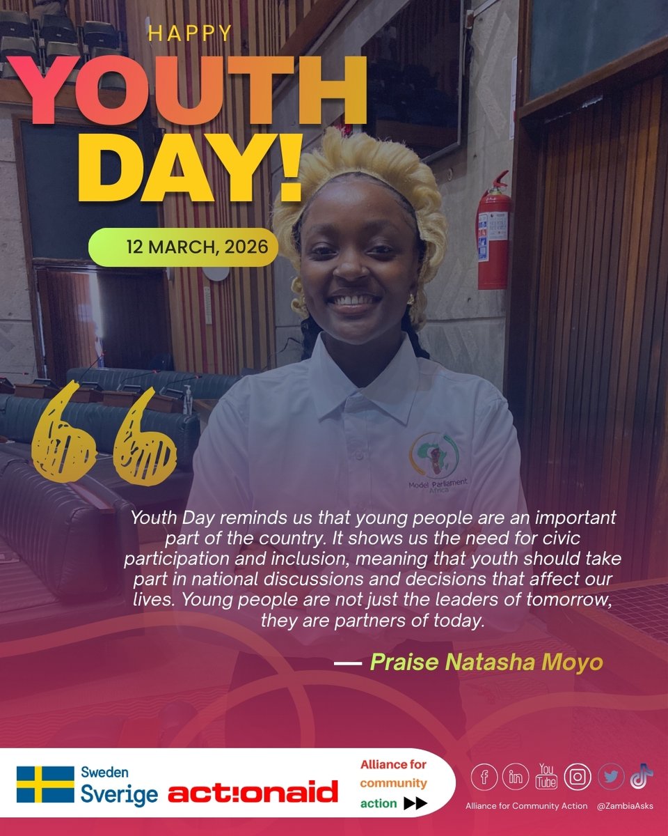 We asked some of our youths what Youth Day means to them.🤯

Under our Ask-Rural Vote Project, being implemented in Chipangali, Isoka, Kanchibiya and Mambwe with support from ActionAid Zambia and the Swedish government...
1/2