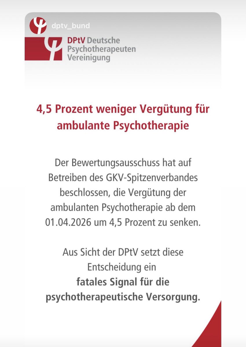 GrandeBettina's tweet image. #Psychotherapie als gesellschaftliche „Schattenbank“ für Versorgungsdefizite,
z. B.bei #MECFS, hier „biopsychosozial“begründet.
Gleichzeitig beschließt @GKV_Sprecher eine Abwertung der Vergütung um 4,5%.
Eine bemerkenswerte gesundheitspolitische Entwertung.
@BMG_Bund @ninawarken