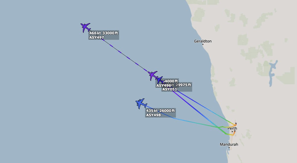ArmchairAdml's tweet photo. #RAAF Royal Australian Air Force
Boeing E-7A Wedgetail 1x
#7CF8F3 A30-004 - AUSSIE 051
Boeing C-17 Globemaster III 1x
#7CF869 A41-206 - AUSSIE 498
Airbus KC-30 MRTT 2x
#7CF868 A39-005 - AUSSIE 496
#7CF866 A39-003 - AUSSIE 497
An RAAF E-7A Wedgetail, supported by two KC-30s and a C-17 have departed RAAF Base Pearce and are en-route to the Middle East via Diego Garcia.
@MATA_osint