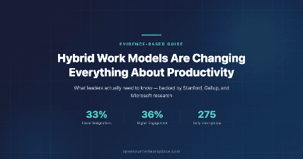opensourcedwor1's tweet photo. Hybrid work isn't just 'some days home, some in office'—it's a productivity revolution when done right. Old rules (presence = performance) are dead. Our guide shows why teams thrive with trust &amp; outcomes over hours. Thread 👇 #HybridWork #ProductivityGuide https://t.co/FkMw9jhFcQ