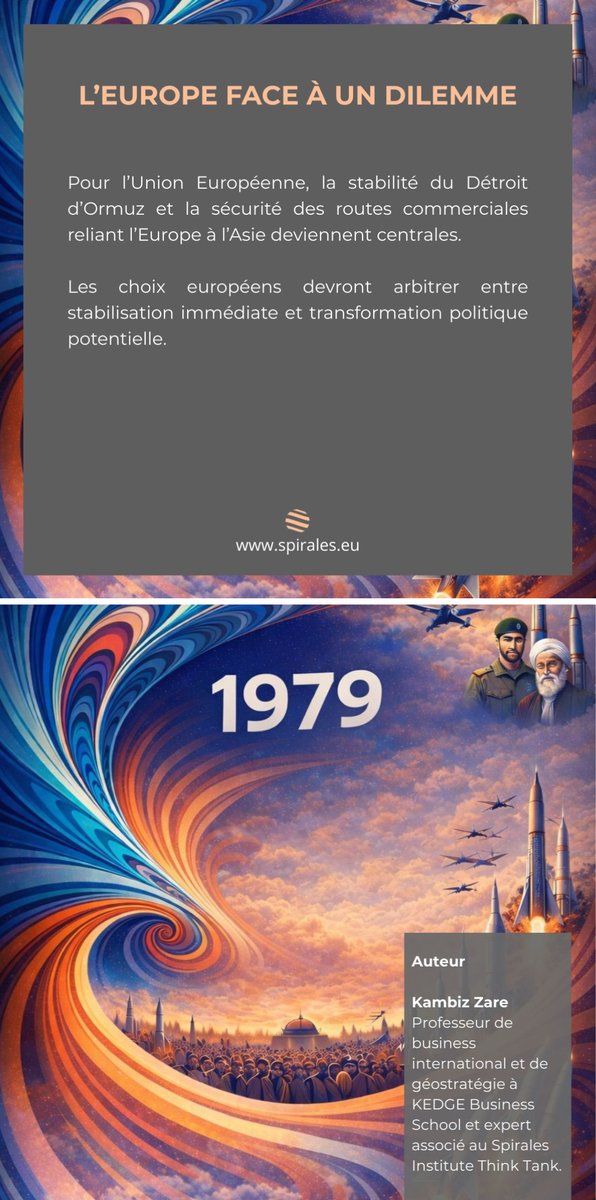 #Iran 🇮🇷La disparition d’Ali Khamenei pourrait ouvrir une séquence de recomposition majeure pour l’Iran et sa région. 
Kambiz Zare analyse les rapports de force internes, les scénarios de transition et les défis stratégiques pour l’UE.
Note complète : spirales.eu/publications/i…